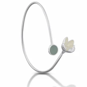 Armreife Aquamarin Edelstein Magnolia Blume 925er Silber Für Frauen