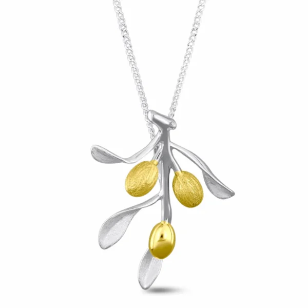 Halskette Olivenblätter Zweig 925 Sterling Silber feiner Schmuck für Damen