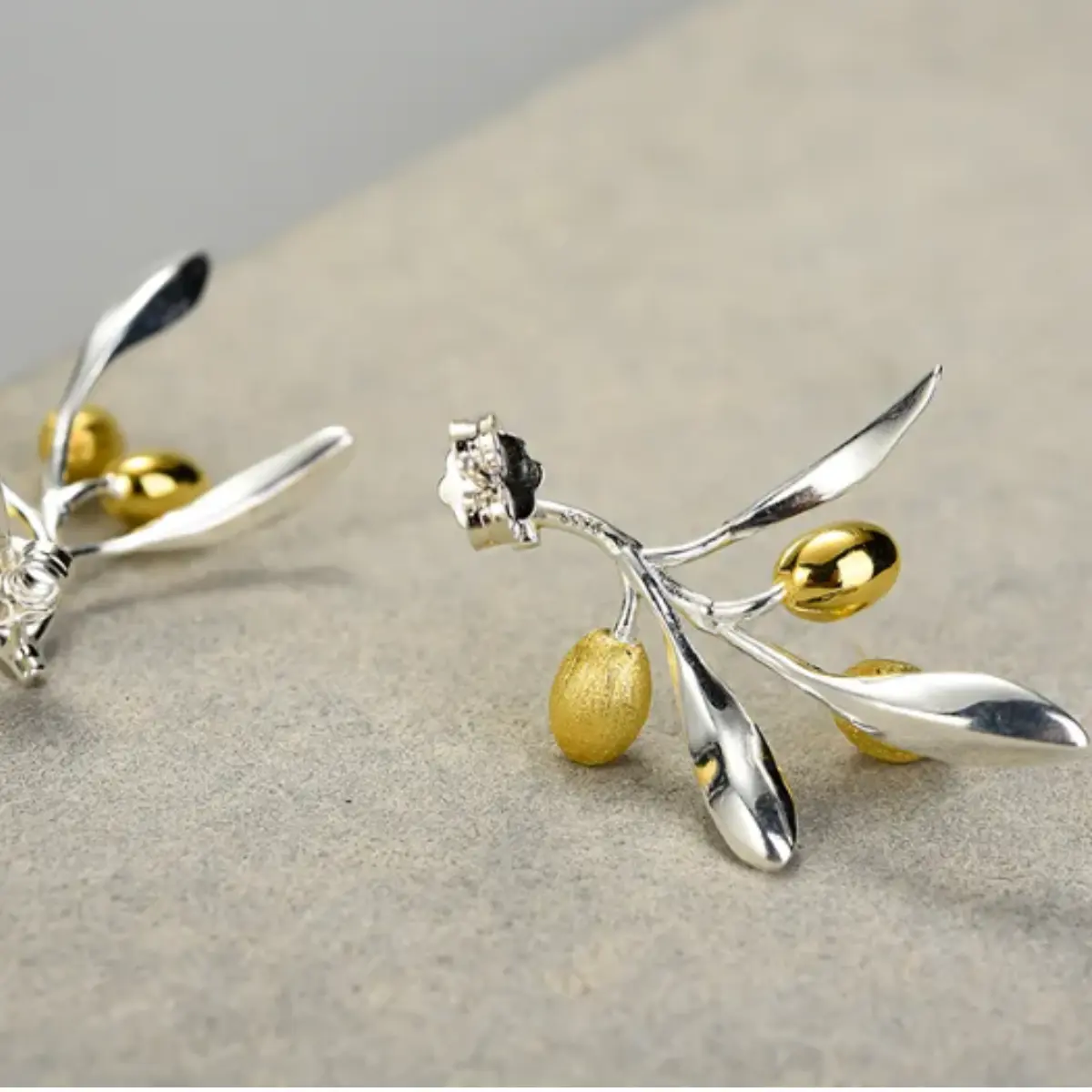 Ohrstecker Olivenblätterzweigfrüchte 925er Silber Schmuck 21 – Bild 4