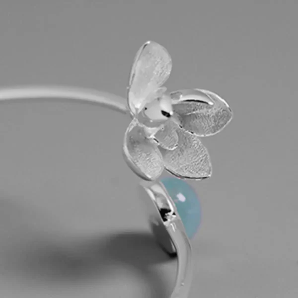 Armreife Aquamarin Edelstein Magnolia Blume  Für Frauen / 925er Silber – Bild 5