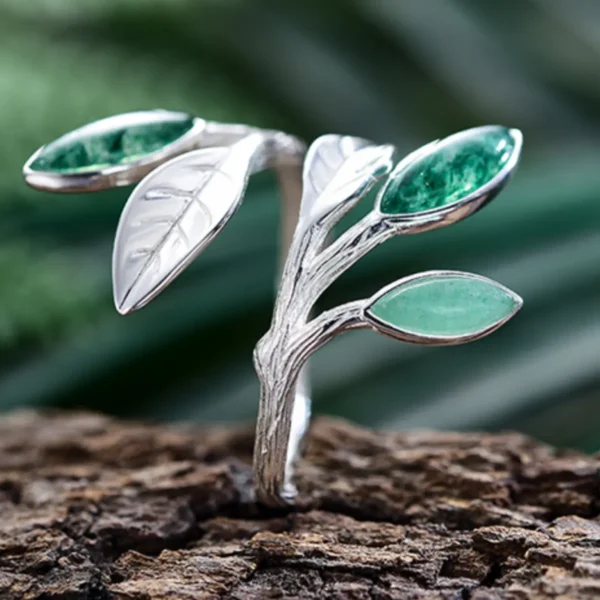 925er Silber Ring für Damen Fleißiges Gebüsch - Verstellbarer Ring – Bild 3