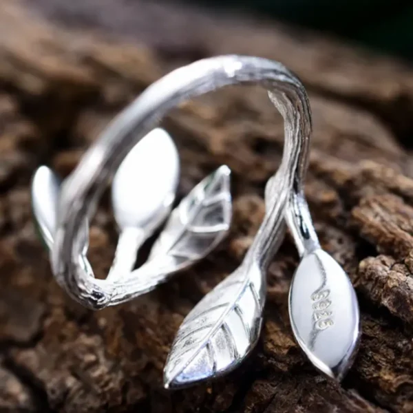 925er Silber Ring für Damen Fleißiges Gebüsch - Verstellbarer Ring – Bild 5